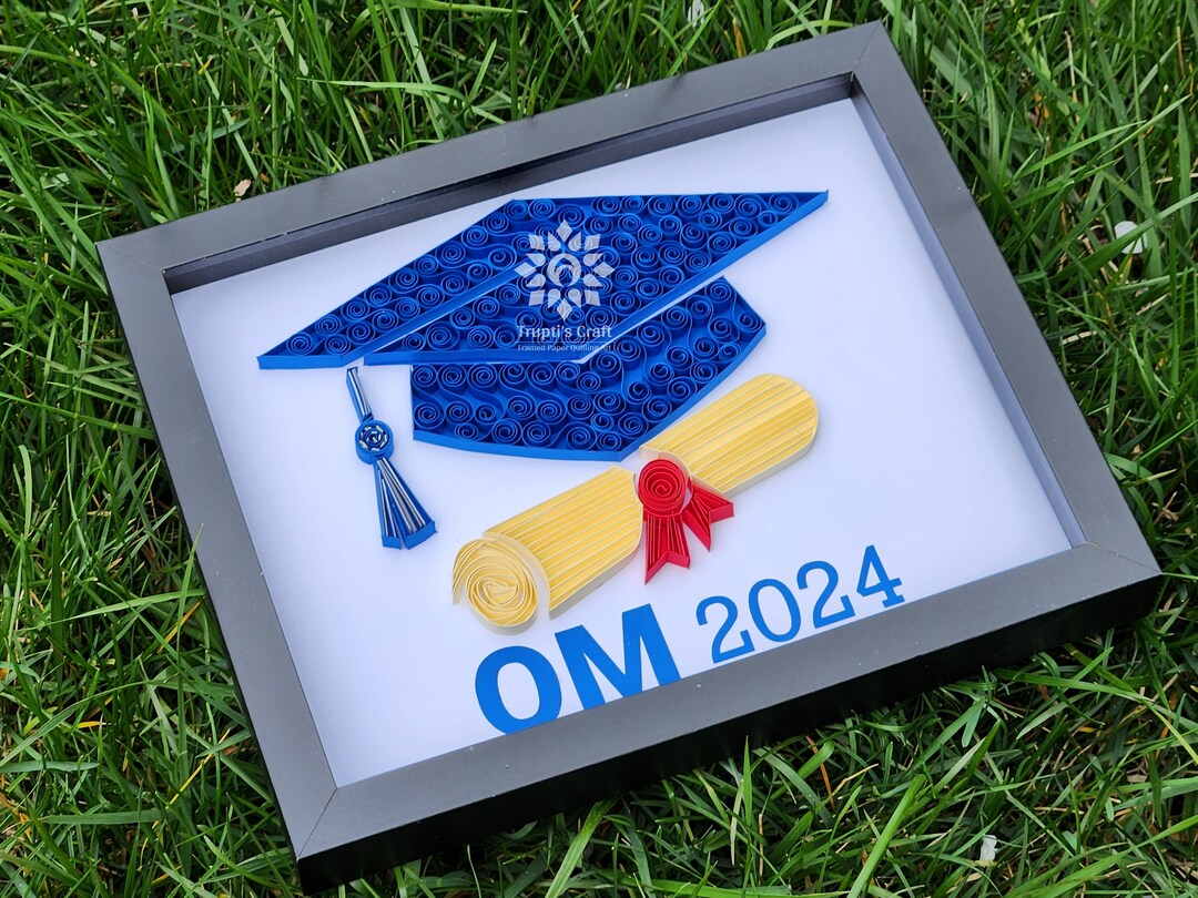 Personalized Paper Quilling Graduation Cap Framed Wall Art